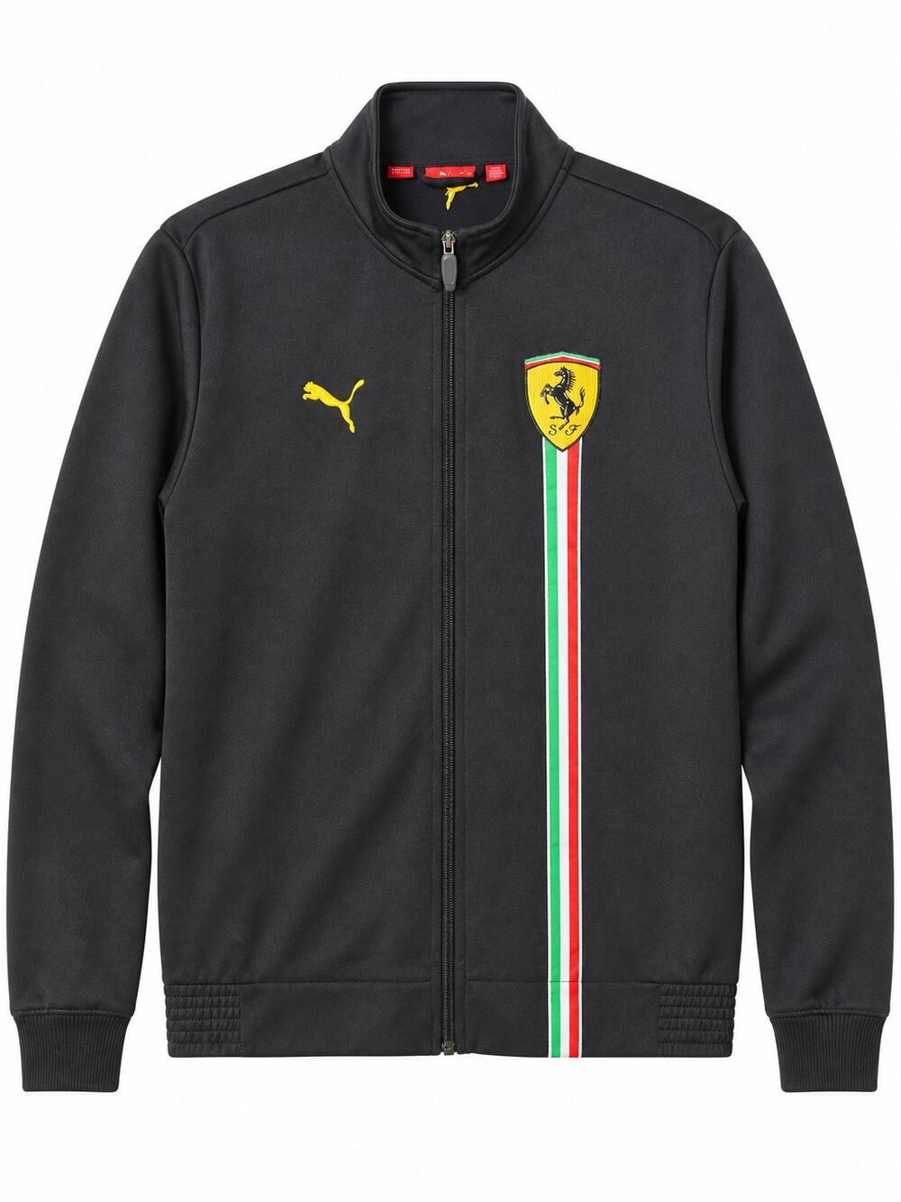 Puma Scuderia Ferrari Track Jacket Mens L Black Embroidered Tricolor Stripe